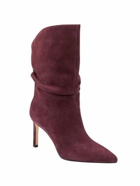 Marc Fisher Burgundy Suede Leather Slouch Pointed Toe Boot
